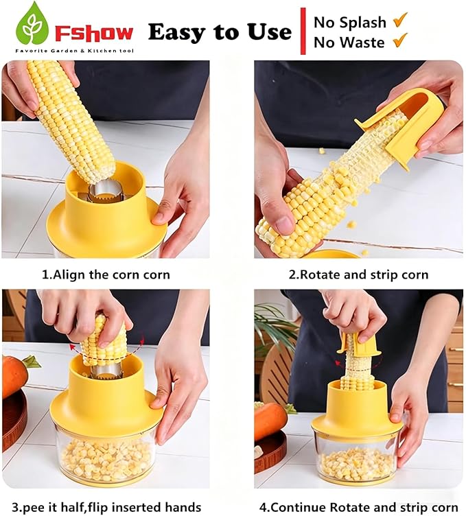 Fshow Corn Cob Stripper Tool, Corn Peeler Quickly Remove Kernels From Corn