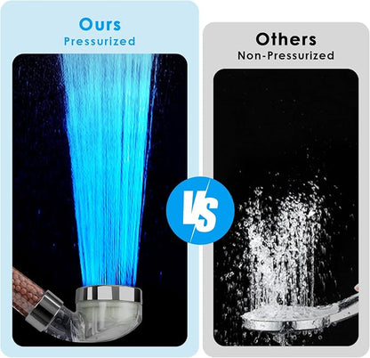 Vacto LED Handheld Shower Head Set with Filtration, Automatic 7-color Changing Shower Head Kit, High Pressure Handheld Shower Head with Hose and Bracket, Water Saving Showerheads with Filtration Beads