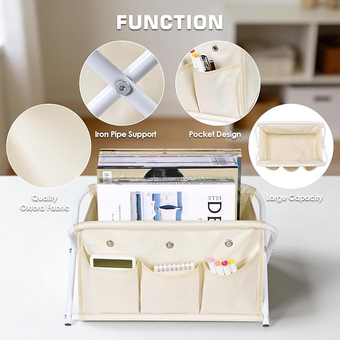 KEEGH Magazine Holder with 3 Pockets, Large Capacity Magazine Rack for Magazines, Books, Newspapers Magazine Basket for Living Room, Office, Study, Bedroom