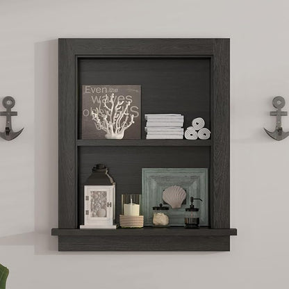 Recessed Medicine Cabinet,14x18 in Wall Bathroom Cabinet with Storage,Bathroom Niche for Shower Wall for Bedroom/Hallway,Black Shower Niche,Wall Niches Insert for Drywall,MDF