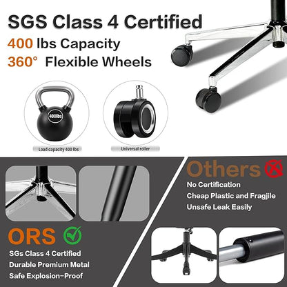Ergonomic Office Chair with Footrest,High Back Desk Chair with Vertically Adjustable Headrest and Waist Support,3 Gear Tilting Backrest,400lbs Weight Capacity Metal Base with Swivel Wheels