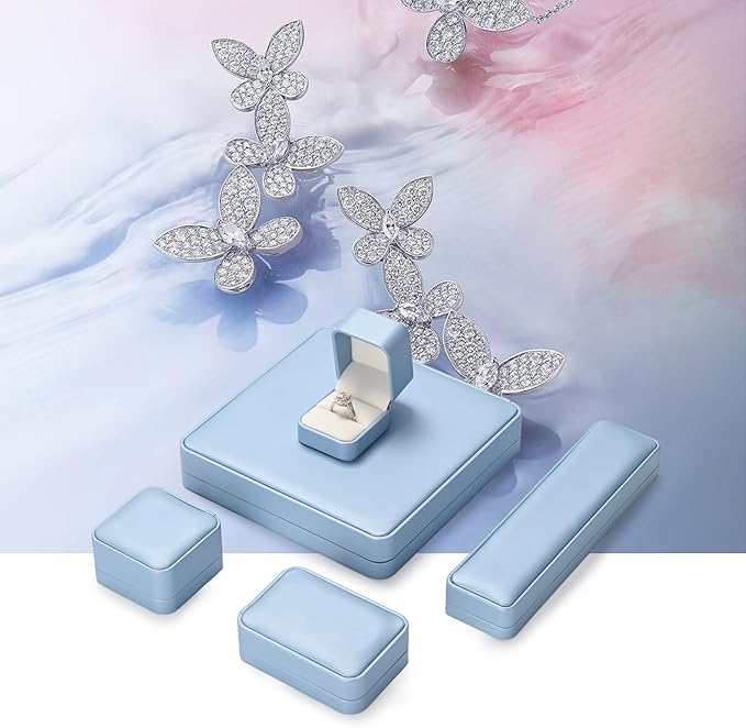 PU Leather Jewelry Ring Box for Proposal Engagement Blue PU Leather Jewelry Ring Gift Box
