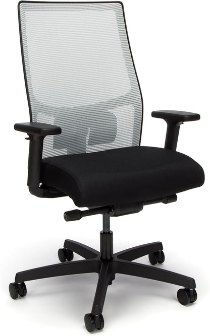 HON Ignition 2.0 Ergonomic Office Chair Fabric Seat, Adjustable Tilt, Swivel Wheels, Comfy for Long Hours, Home Office Desk Chairs, Fog