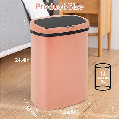 FDW Garbage Can 13 Gallon 50 Liter Kitchen Trash Can for Bathroom Bedroom Home Office Automatic Touch Free High-Capacity with Lid Waste Bin