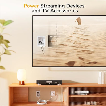 Mount-It! In-Wall TV Cable Management Kit with Power – Triple Outlet, Male Wall Plug and 5ft External & 9ft Behind the Wall Cords, Hand Saw – Easy, Safe Cable Management for TV and Home Theater Setups