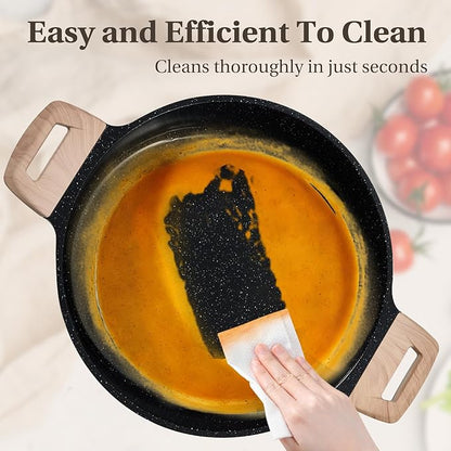Sweetcrispy Pots and Pans Set, 25 Pcs Nonstick Cookware Set, Induction Kitchen Cooking Set, Non-Toxic Frying Pans & Saucepans (PFOA/PFOS Free) Black