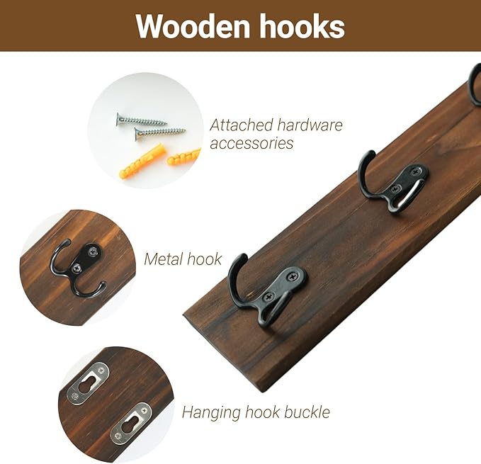 Small Vertical Key Holder for Wall Mounted Vertical Wooden Key Rack Organizer with Hooks for Home and Garage Entrances, Space-Saving Storage for Keys