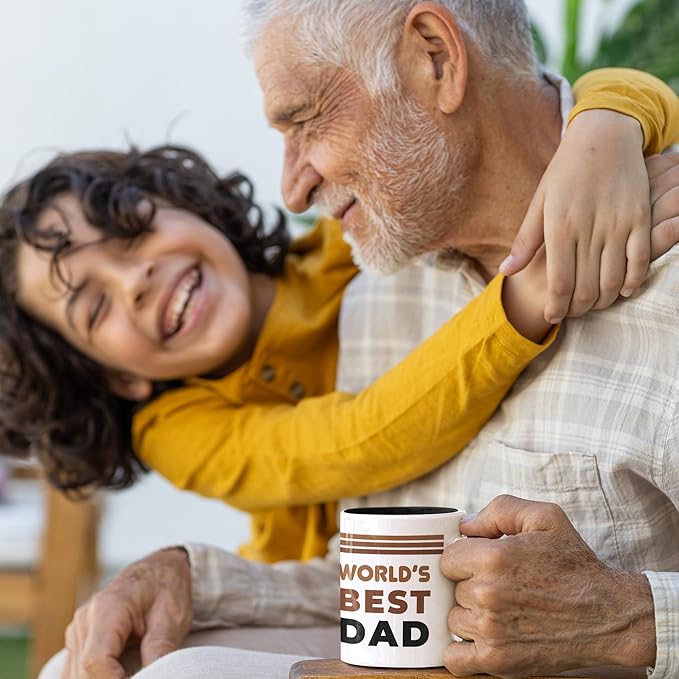 Veracco World's Best Dad Mug Gifts For Father Gift Funny Birthday Gifts for Men Birthday For Dad Men Husband Grandpa Friends Coworker Uncle (Black, 11oz)