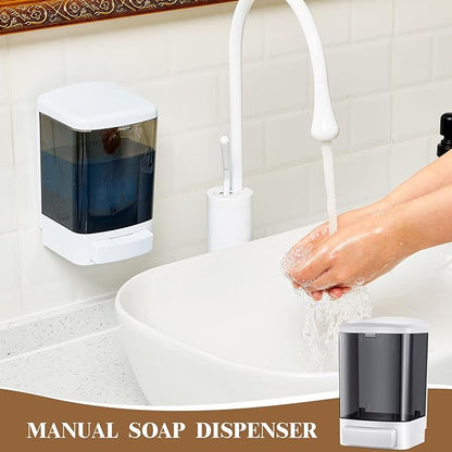 Hushee 6 Pcs Plastic Wall Mounted Soap Dispenser Commercial Manual Soap Dispenser Containers for Kitchen Shower Hotel(Black,33.8 oz 1000 ml)