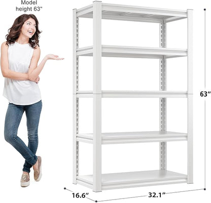 Raybee Garage Shelving, 63" H Storage Shelves, 2010LBS Metal Shelving, Adjustable Metal Shelves for Storage Kitchen Pantry 63" H x 32.1" W x16.6 D