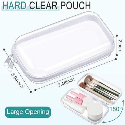 Sanwuta 6 Pcs Clear Hard Zipper Case Plastic Zipper Pouches Transparent Makeup Bag Pencil Case Pouches Toiletry Diaper Bag for Travel Toy Storage Organizer Bins(White,7.48 x 3.94 x 2 Inch)