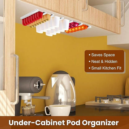 Coffee Pod Holder, Capsule Organizer for Counter,10-Pack Coffee Pods Storage/Organizers,Wall Mount with Adhesives,Coffee Station Fridge RV Kitchen-White