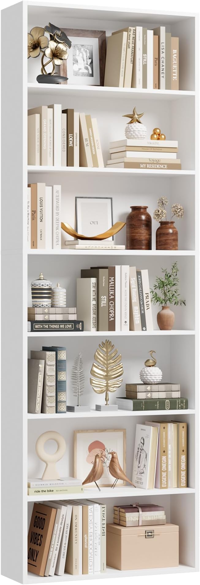 FACBOTALL 82" Tall Bookshelf, 7-Tier Open Shelves Bookcase, Freestanding Display Storage Shelves, Tall Bookcase Home Decor Furniture for Home Office, Living Room, Bedroom, White | Bookcase, Tall Bookcase, Home Decor Furniture, Home Office, Living Room