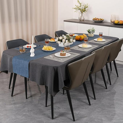 Myir JUN Reversible Vinyl Placemats Set of 6, Faux Leather Place Mats Dual Sided Waterproof Wipeable, Heat-Resistant Table Mats for Kitchen Dining Indoor Outdoor (12" x 17", Light Gray Navy Blue)