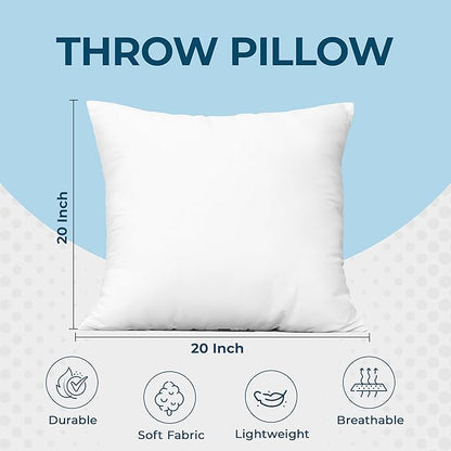 Utopia Bedding Throw Pillows (Set of 4, White), 20 x 20 Inches Pillows for Sofa, Bed and Couch Decorative Stuffer Pillow (Pack of 2)