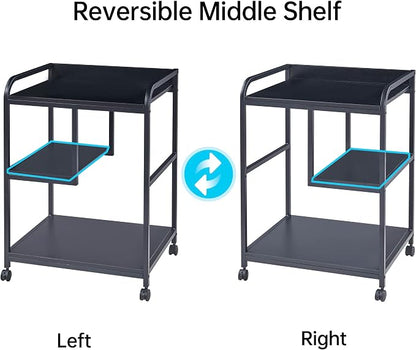 Fannova Printer Stand with Storage Shelf for Home Office Organization, 22 x 18 Inch Large Printer Table with Wheels, Shredder Stand, CPU Stand, Rolling Cart for Host Computer, PC Tower, Desktop- Black