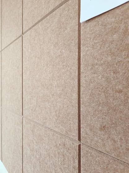 Felt Wall Tiles | Large Cork Board Alternative | Aesthetic Felt Bulletin Board for Office, Home & Classroom | Large Cork Boards for Walls Pinboard (12-Pack) | Suntan