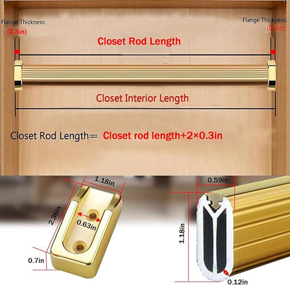 Oval Closet Rod for Laundry Room, Closet Rod for Hanging Clothes, Waterproof Shower Rod for Curtains, 17.7-63 Inch Closet Clothes Rail with Non-Slip Silent Strip (Silver,17.7in)