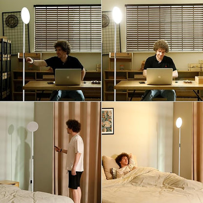Modern LED Floor Lamp - Remote & Touch Control, Sky Torchiere Standing Lamp, Fully Dimmable, 3 Color Temperatures, Ideal for Living Room & Bedroom, Easy to Assemble(White)