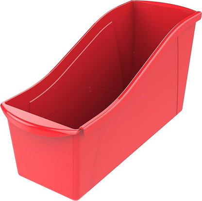 Storex Large Book Bin, Interlocking Plastic Organizer for Home, Office and Classroom, Red, 6-Pack (71102A06C)