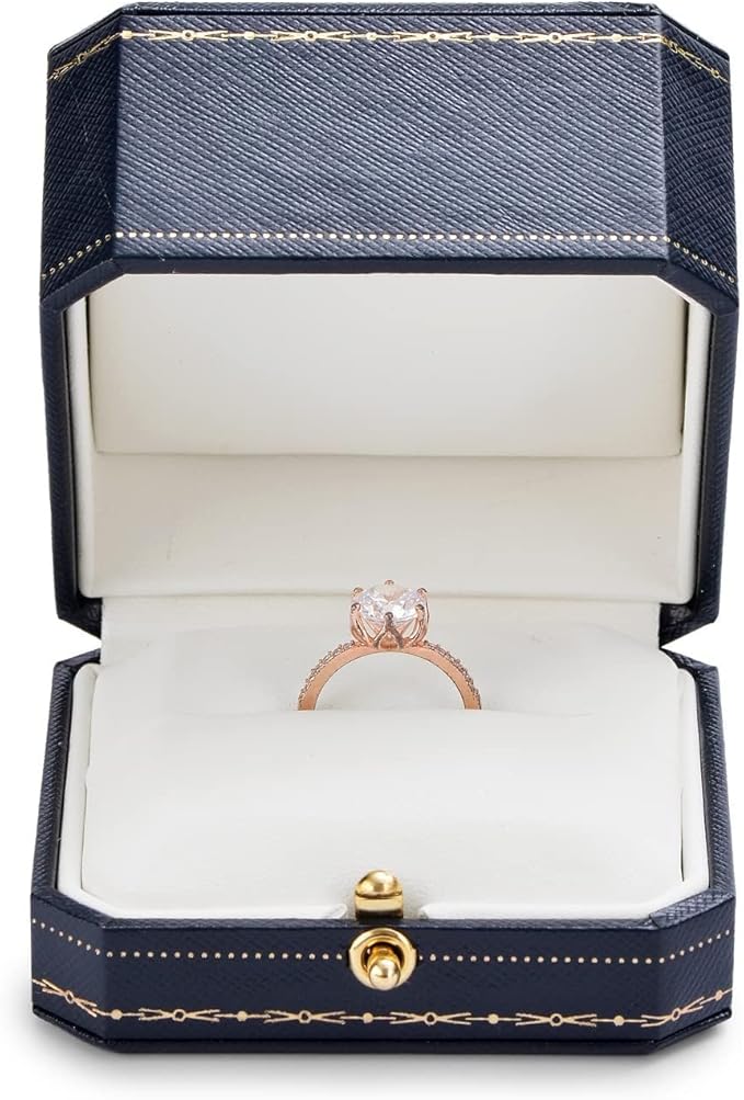 Oirlv Engagement Wedding Ring Box for Proposal Octagonal Ring Bearer Box