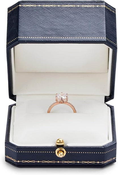 Oirlv Engagement Wedding Ring Box for Proposal Octagonal Ring Bearer Box