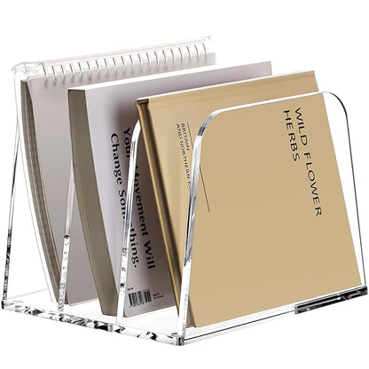 YUXUN Desk File Organizer,3-Section Vertical Clear Acrylic Desk Organizer File Holder Mail Sorter Office Organization for Office Home &Classroom（B5）