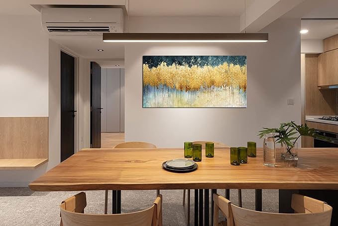 XXMWallArt FC2675 Canvas Wall Art Abstract Golden Forest Painting Modern Decor Abstract Canvas Prints for Living Room Bedroom Kitchen Home and Office Wall Decor