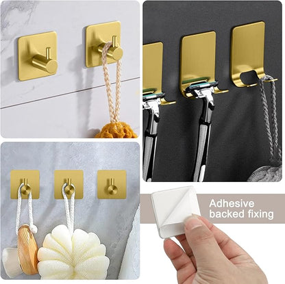 Bathroom Hardware Set, 7 Pcs Bathroom Towel Rack Stainless Steel Bath Hardware Kit Including 16" Hand Towel Bars, Toilet Paper Holders, Towel Rings, Robe Towel Hooks (Gold)