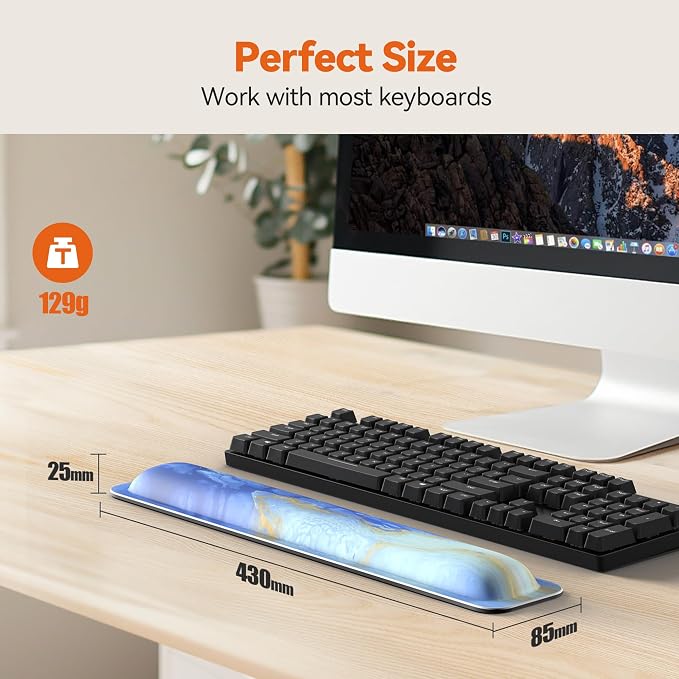 TECKNET Wrist Rest for Computer Keyboard, Thicken Memory Foam Wrist Support Pad for Keyboard, Ergonomic Palm Rest for Pain Relief, Anti-Slip Rubber Base, 17x3.3 in, 1 inch (25mm)