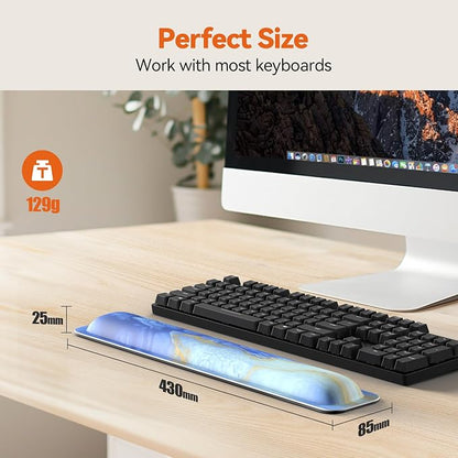 TECKNET Wrist Rest for Computer Keyboard, Thicken Memory Foam Wrist Support Pad for Keyboard, Ergonomic Palm Rest for Pain Relief, Anti-Slip Rubber Base, 17x3.3 in, 1 inch (25mm)