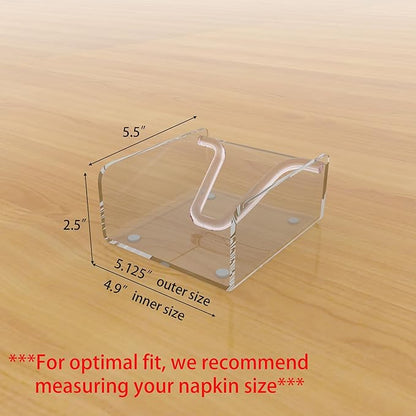 Clear Acrylic Gravity-Fed Napkin Holder with Weighted Arm, 4.9x4.9 Inch - Keeps Cocktail Napkins in Place for Bar, Patio & Kitchen Counter
