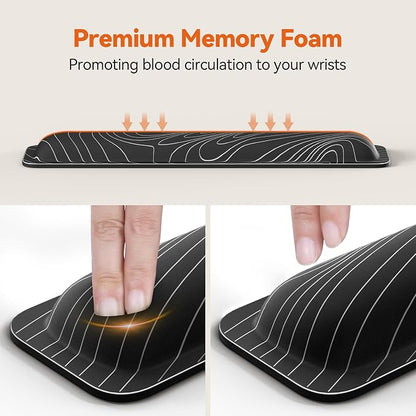 TECKNET Wrist Rest for Computer Keyboard, Thicken Memory Foam Wrist Support Pad for Keyboard, Ergonomic Palm Rest for Pain Relief, Anti-Slip Rubber Base, 17x3.3 in, 1 inch (25mm)