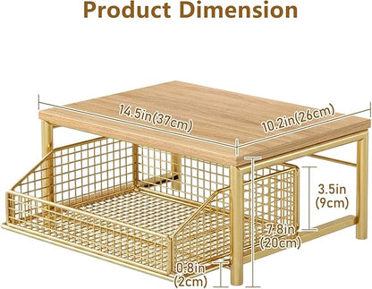 Funecy Coffee Pod Drawer Holder,Coffee Machine Storage Rack,Home Kitchen Counter Coffee Bar Organizer,Storage Basket Drawer (Gold)
