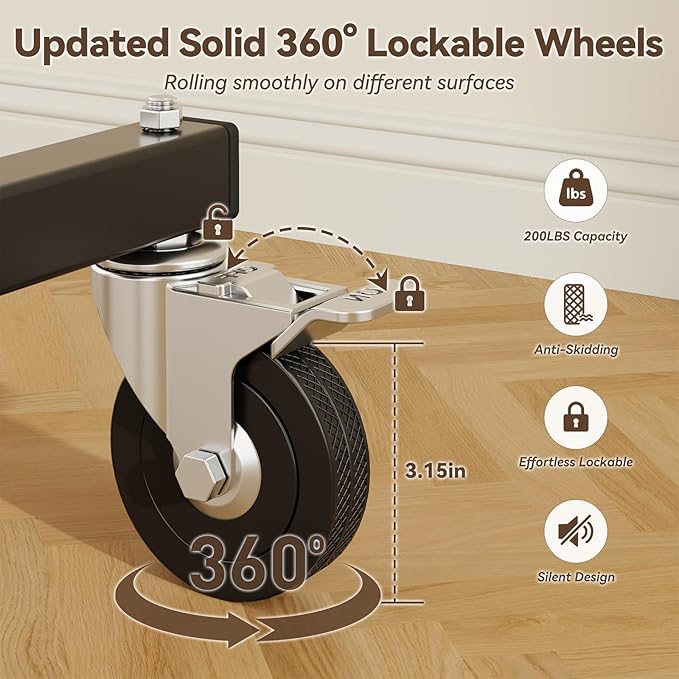 800LBS Heavy Duty Clothes Rack: Rolling Clothing Rack for Hanging Coat Double Rods Portable Wardrobe Garment Racks with Wheels Shelf Sturdy Metal Adjustable Bedroom Laundry Living Room