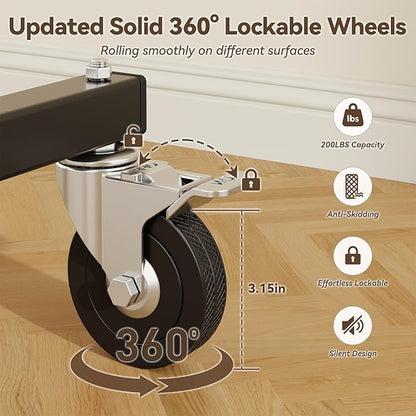 800LBS Heavy Duty Clothes Rack: Rolling Clothing Rack for Hanging Coat Double Rods Portable Wardrobe Garment Racks with Wheels Shelf Sturdy Metal Adjustable Bedroom Laundry Living Room