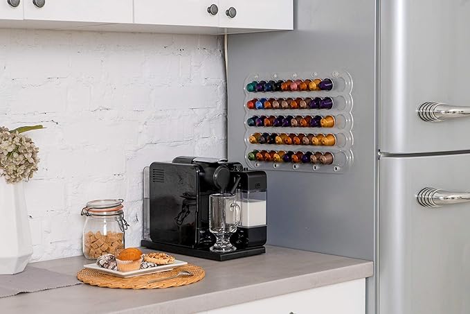Demi's Home Magnetic Coffee Pod Holder for Nespresso Original Capsules - Suitable to be Mounted on the Fridge (Transparent)