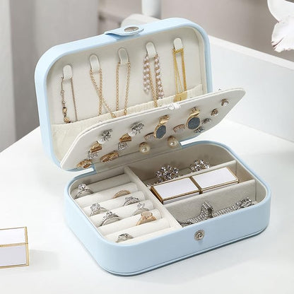 CASEGRACE Jewelry Box For Women Travel Jewelry Organizer Double Layer for Necklace Earring Rings Jewelry Holder Case