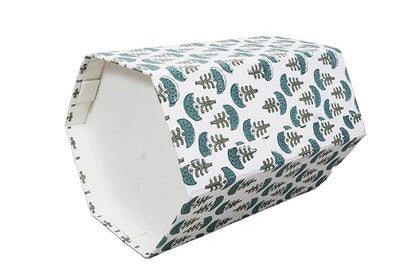 Generic 3.3 Gallon Cotton Hand Block Printed Paper Waste Basket |Small Decorative Trash Can for Housewarming Gifts in Living Room, Bedroom, Bathroom | Eco-Friendly, Plastic-Free (1, GREEN WHITE)