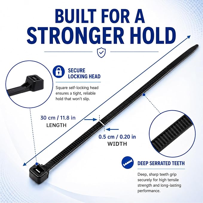 Zip Ties 12 inch, 4000 Pack Heavy Duty Black Zip Ties with 120 lbs Tensile Strength, Self-Locking Nylon Cable Ties,Wire Ties for indoor and outdoor use