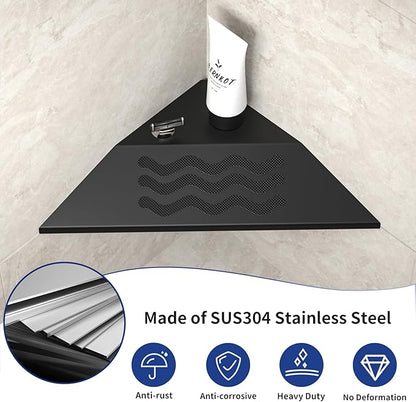 10'' Corner Foot Rest for Shaving Legs, 304 Stainless Steel Grout in Footrest with Shaving Holder, Recessed Designed Foot Ledge for Bathroom Shower