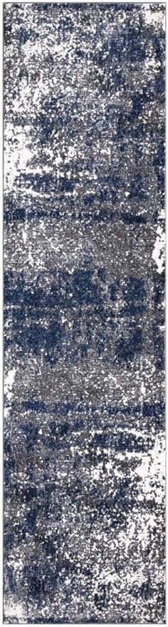 Keen Home Design Runner Rugs - 32"x91" Non-Shedding, Thick Pile Abstract Rugs for Kitchen, Living Room, Bedroom, Dining Room, Entryway - Size: 2'8" x 7'7", Abstract Navy/Gray