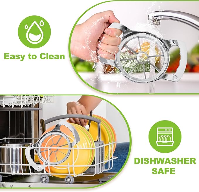 Large 8 Slices Apple Slicer and Corer Sharp Heavy Duty Stainless Steel Apple Cutter Easy to Use Apple Corer Tool for Oranges and Pears, Silver, OB-1026B