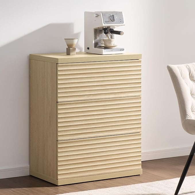 SICOTAS Buffet Cabinet with Storage, Fluted Accent Sideboard Modern Credenza with Larger Drawers, Mid Century Media Console Coffee Bar Table Liquor Cabinet for Dining Room Entryway Kitchen (4 Pieces)