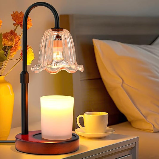 Candle Warmer Lamp Electric Timer: Dimmable Candles Warming Lamps - Height Adjustable Burner Jar - No Flame Scented Melts Wax - All Candle Jars Home Decor Table Light