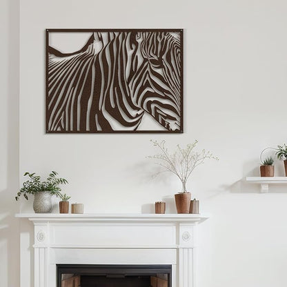 SIGNLEADER Metal Wall Art Decor Zebra Minimalist Modern Abstract Wall Sculpture Hangings Home Decoration for Living Room, Bedroom, Bathroom, Kitchen, Outdoor - 30" Bronze