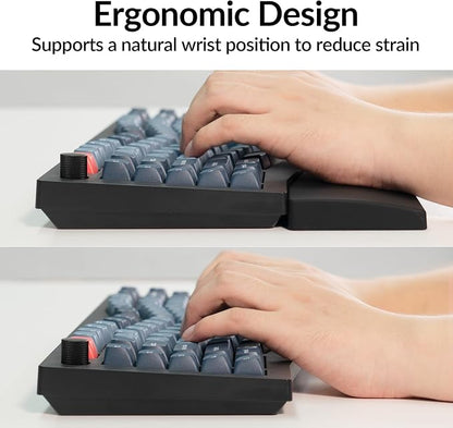 Keychron Black Silicone Wrist & Palm Rest, 14.96" for 75% Alice Layout Mechanical Keyboards (Q10 / Q10 Pro / Q10 Max / V10 / V10 Max) – Full Honeycomb Anti-Slip Base, Smooth and Soft Typing Support