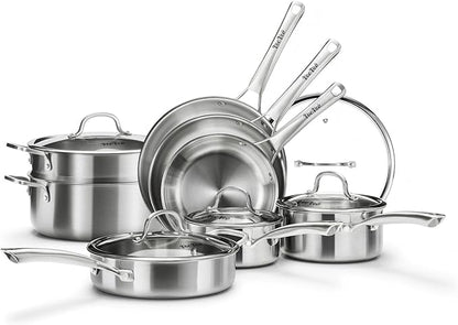 Stainless Steel Cookware Set,Tir-Ply Pots and Pans Set,13 Pcs Stainless Steel Induction Kitchen Cookware Sets,PFOA Free, Frying Pans, Butter warmer,Saute Pan & Stock Pot,Compatible with All Cooktops