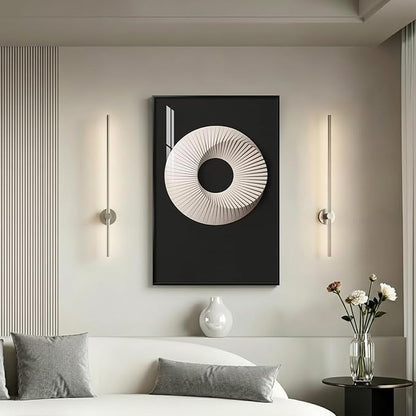 Framed Black and White Wall Art, Modern Geometric Circle Prints Paintings Artwork for Walls, Contemporary Minimalist Sculptural Pictures for Living Room Dining Room Bedroom Hallway Wall Decor 24x36 In