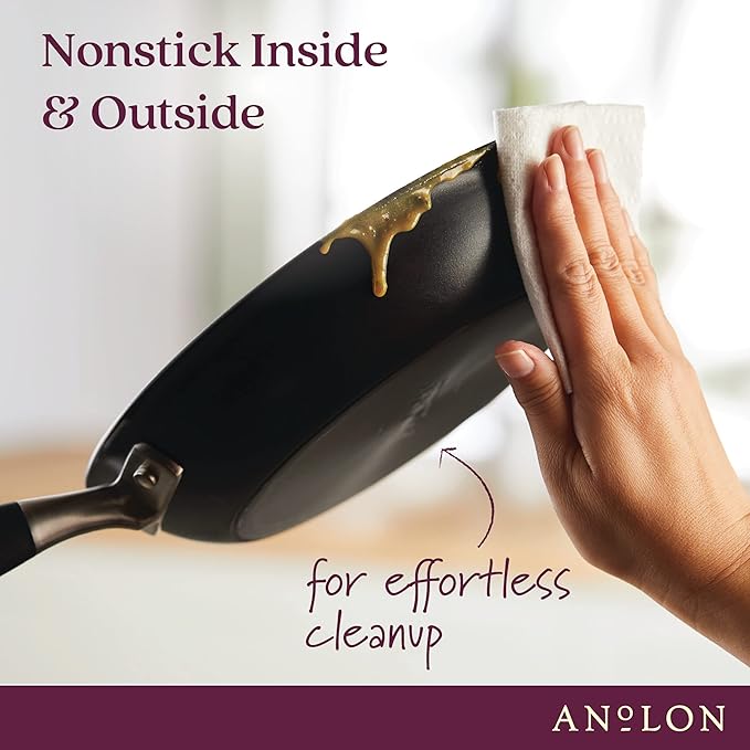 Anolon Advanced Home Hard Anodized Nonstick Frying Pan, 8.5 Inch – Small Non Stick Egg Pan, Durable Nonstick Skillet - Onyx
